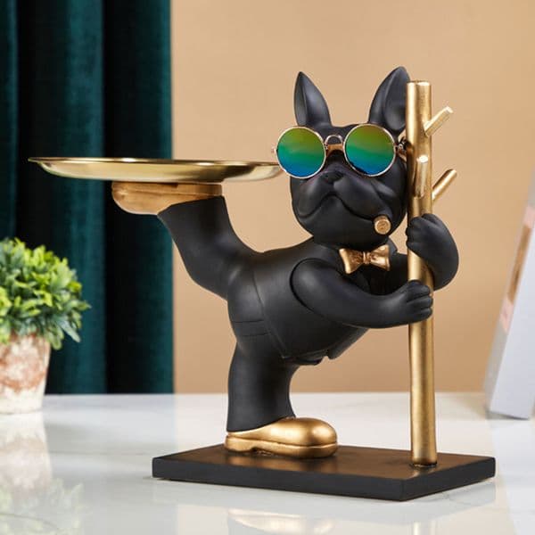 Pitbull Key Storage Tray Resin Crafts Decorative Magnate Pitbull Statue for Living Room Hallway Home Decoration
