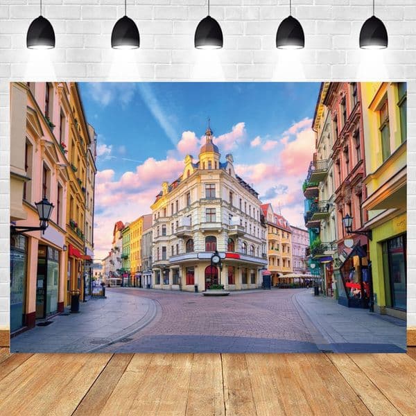 European City Street Backdrop Old Town Castle House Outdoor Scenery Adult Baby Portrait Photo Background for Photography Props