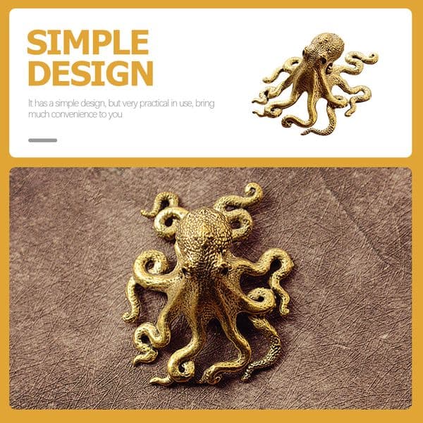 Octopus Tea Pet Brass Desk Ornament Chinese Statue Table Artware Decor