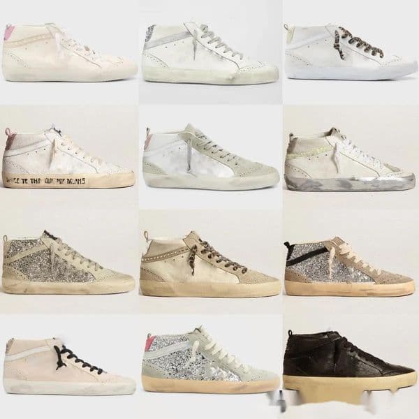 with box size 35-47 star sneakers Mid Star Women Shoes Leopard Print Pink-Gold Classic White Designer High Top Style Shoe designer shoes men chaussure homme