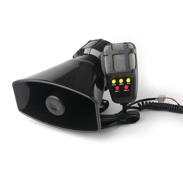 12V 100/80W Car Horn with MIC Loud Motorcycle Siren Vehicle Truck Warning Alarm Loudspeaker Plastic Police Firemen 5/7 Sound DC