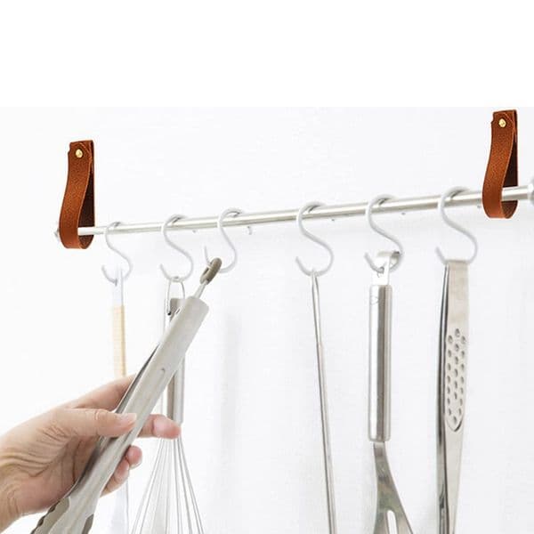 Leather Curtain Rod Holder PU Loop Strap Wall Hooks for Hanging Towel Tapestry Canoe Paddle