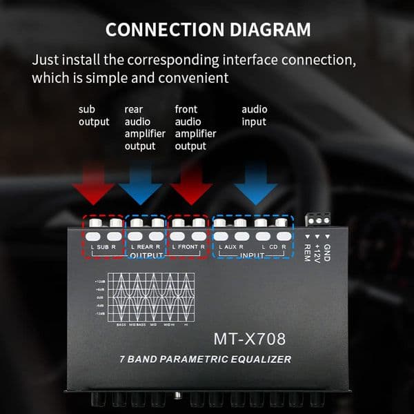 7 Band Car Equalizer Multifunctional Car Audio EQ Tuning Crossover Amplifier Parametric Equalizer Car Audio Equalizer