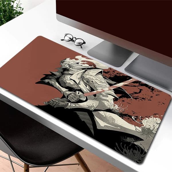 Large Gaming Mouse Mat Locking Edge Computer Desk Mat Japanese Warrior Mousepad Gamer HD Print Carpet Laptop Rubber Mouse Pad XL