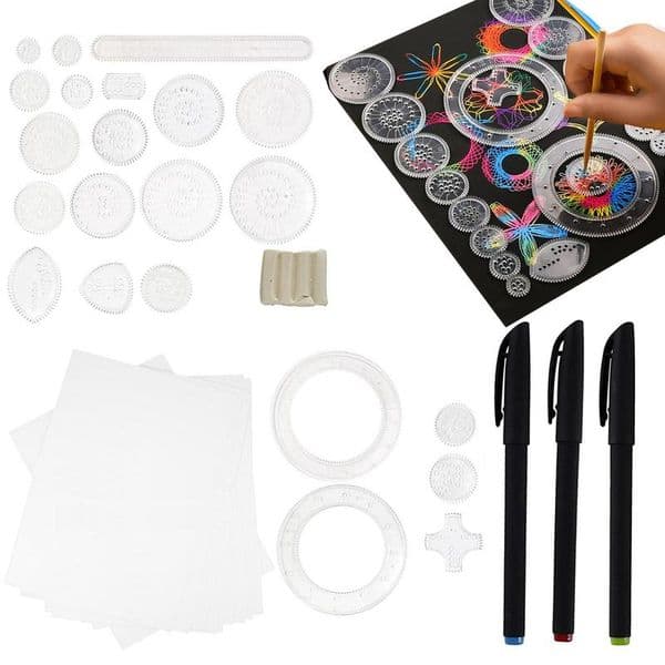 Spiral Graph Art Kit Multifunctional Drawing Ruler DIY Arts And Crafts Supplies To Make Cards Bookmarks Holiday Decorations