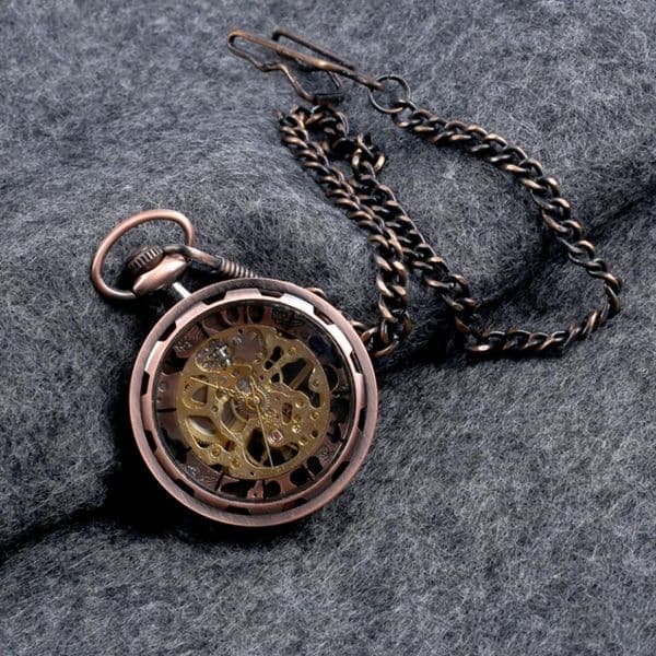 Retro Hand-winding Pocket Watch Unisex Pocket Wristwatch Hanging Chain Uncovered Pocket Clock for Daily Wear