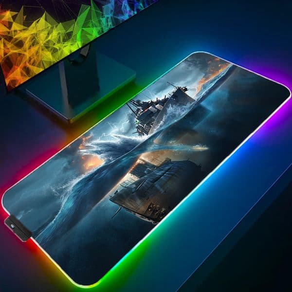 World of Warships RGB Luxury Large Mousepad Laptop Gaming Rubber Mouse Pad Keyboard Anti Slip LED Backlit Desktop Pad for CS/LOL