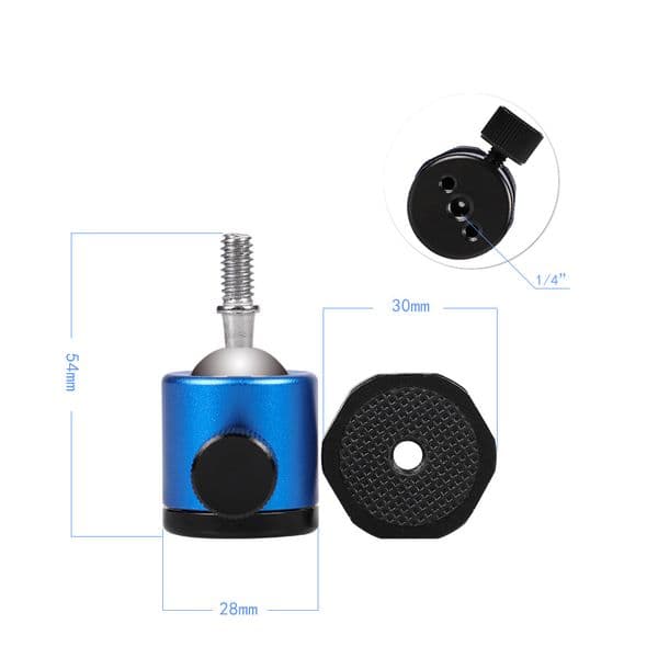 ZUIDID Mini Ball Head Max Loading 2Kg 1/4" Mount for Camera Tripod For Flash SB800 SB900 580EX II Mobile Camera Gimbal