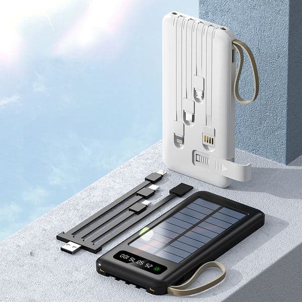 80000mAh Solar Power Bank Portable Charger Large Capacity Outdoor Fast Charging Phone PowerBank Shared Detachable Charging Cable