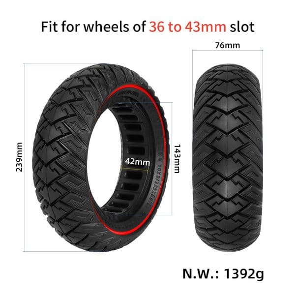10*3/255*80(80/65-6) electric scooter solid tire 10 inch wide explosion-proof off-road solid tire red wing pattern