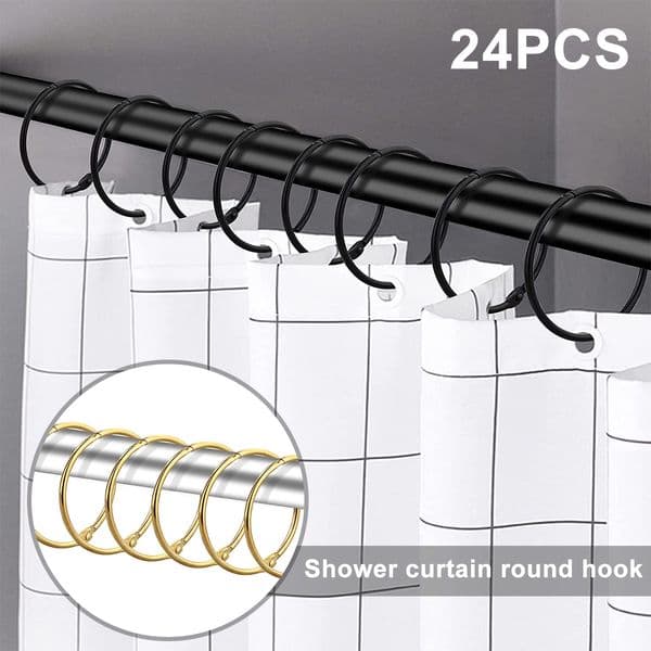 24 Pack Curtain O-Rings Purpose Decorative Shower Curtain Rings Smooth and Easy to Move Curtain Hooks for Bathroom Dropshipping