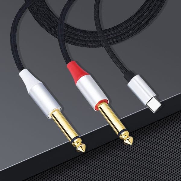 USB C To 6.35mm Cable Y Splitter Type-C Male To Dual 6.35 Audio Cable for Tablet Laptop Phone Amplifier