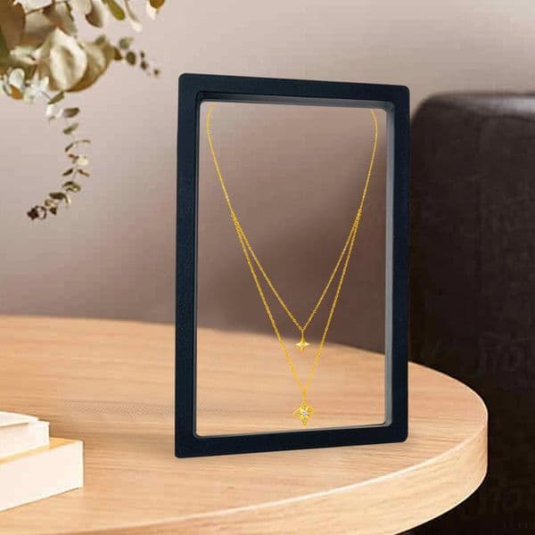 Acrylic Jewelry Storage Box 3D Packaging Case Gemstone Free Stand Floating Frame Membrane Ring Earrings Necklace Display Holder