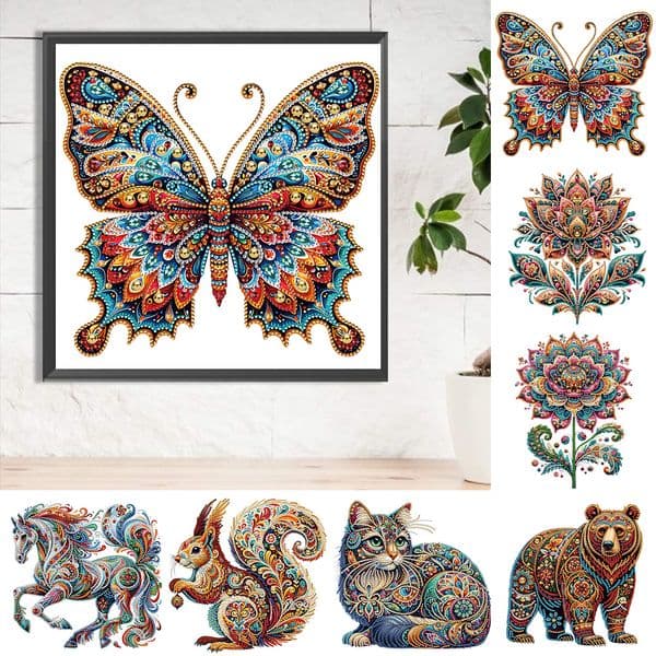 5D DIY Diamond Painting Animal Kit Butterfly Gorgeous Cat DIY Partial Special Shaped Drill Handmade Diamond Mosaic Art Gift