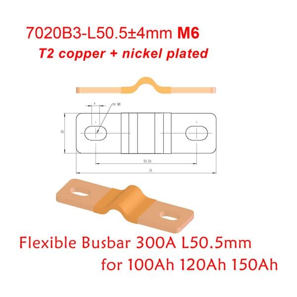 Flexible Busbar Pure Copper+Nickel Plate Bus bar for Lithium 3.2V Lifepo4 Battery Cell Connector 100Ah