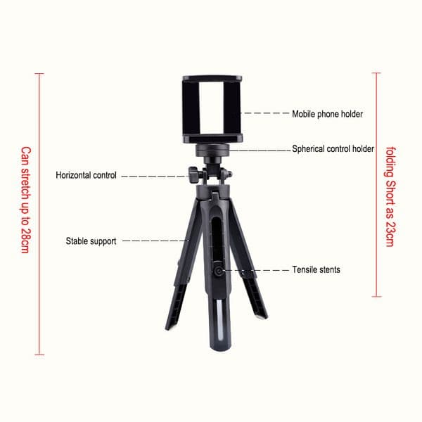 Mini Tripod Stand with Phone Clip Holder 6 Inch For Smartphone Video Tripod Stand Handle Grip For Phone Live