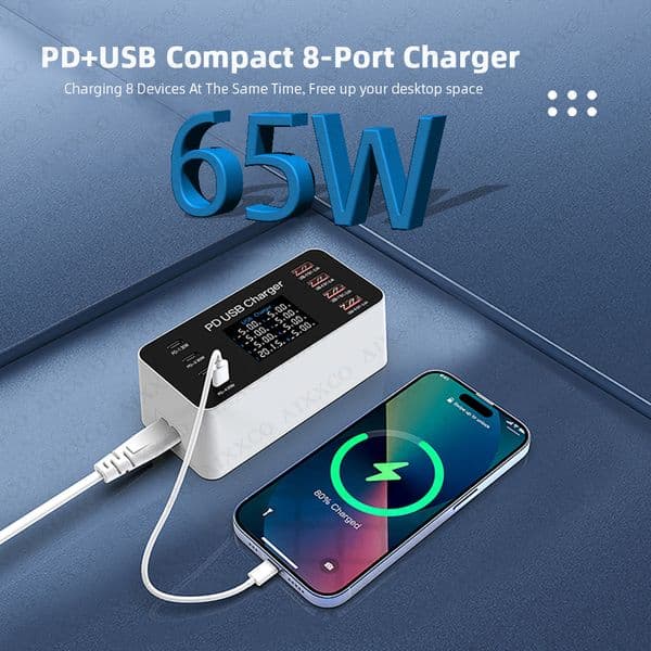 65W PD Charger Fast Charger For Laptop Tablet iPhone 15 14 Type C Charger With 2.4A 2025 USB Phone Charger