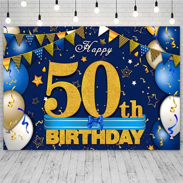 50th Birthday Party Photography Backdrop Decorations For Women Rose Gold Background Banner Cheers To 50 Years camera background