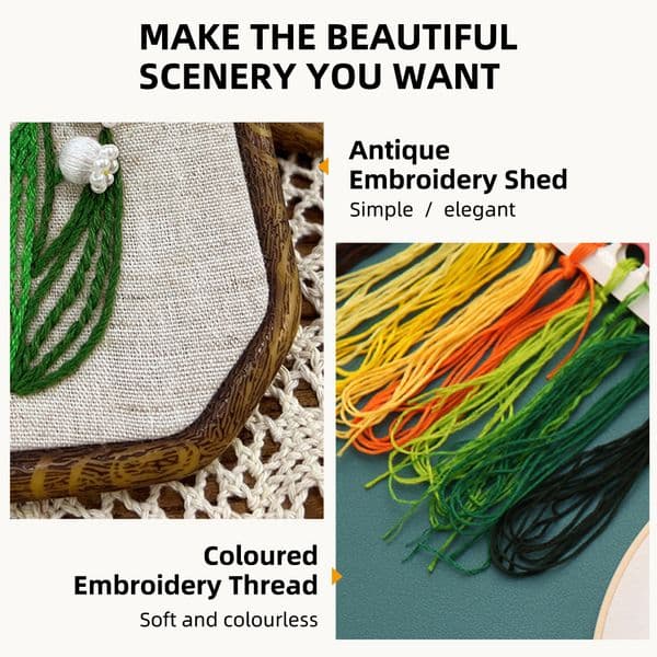 YOUZI DIY Embroidery Kit For Beginners With Embroidery Hoops Hanging Rings DIY Crafts Kits Women Hobbies For Craft Lover