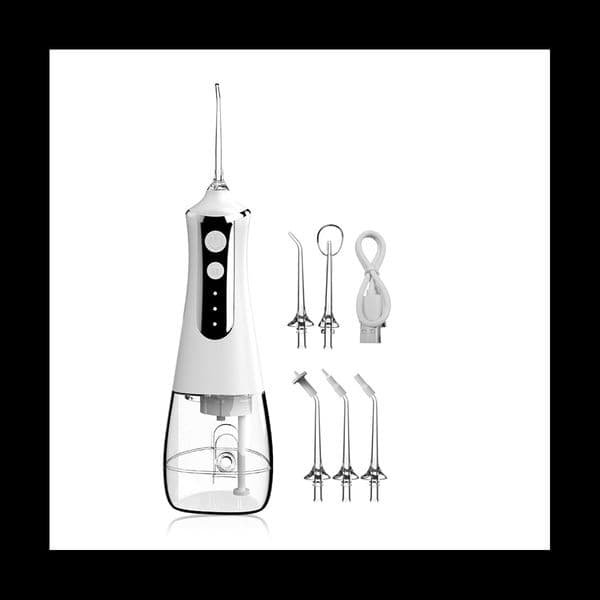 Dental Oral Irrigator Thread Teeth Pick Mouth Washing Machine 5 Nozzels 3 Modes USB Rechargeable, B