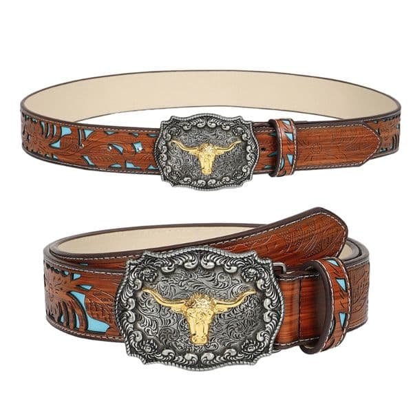 Y166 Ethnic Jeans Belt Engraved Pattern Pin Buckle Belt Lady Accessories Waist Decors