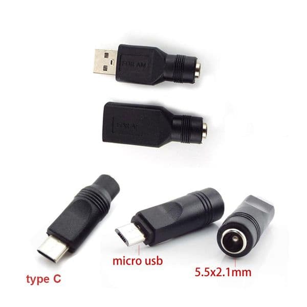 DC Female power Jack To type c mirco usb 2.0 type a male Plug 5.5*2.1mm Female Jack 5V Power Plug Connector converter Laptop 10a9c