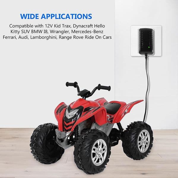 12 Volt Battery Charger for Ride On Toys,12V 1A Kids Electric Car Riding Toy Battery Power Adapter Square Plug SL12-07-02