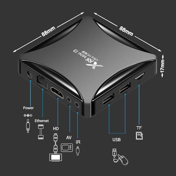 X88 MINI 13 Android 13 TV Box Rockchip RK3528 4GB 32GB 64GB Set Top Box 5G Dual Wifi 8K Video Decode Android 13.0 Media Player
