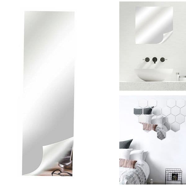 0.5x2M 3D Self-adhesives Mirror Stickers Flexible Thicken DIY Art Mirrors Acrylic Wall Decorations For Door Wardrobe Bathroom