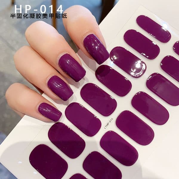 16Tips Semi-cured Gel Nail Wraps Sticker Pure White/Black/Nude Long Lasting Full Cover Gel Nail Stcikers UV Lamp Need Nail Decal