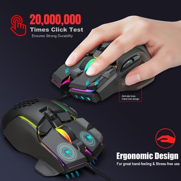 USB wired RGB Gaming Mouse 7200 DPI 10 buttons programmable mause Optical mice for Computer PC Laptop Notebook Game