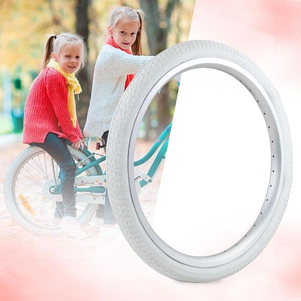 ZUKKA 1 Piece 20 Inch 20 x 1.75 White Bicycle Tire Bike Tyre for 20 Inch MTB Kid Bike Child Bicycle Student Bike Girl Bicycle