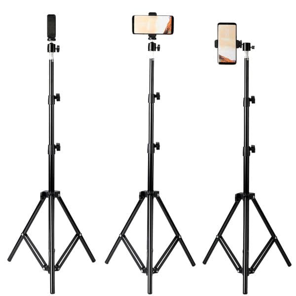 Adjustable Aluminum Tripod Phone Clip For Camera Cell Phone Live Photography Selfie Vlog Video Ball Head with 1/4 Hotshoe