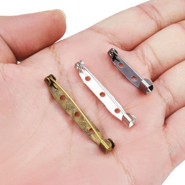 50pcs 15/20/25/30mm Brooch Clip Base Pins Safety Pins Brooch Settings Blank Base Findings DIY Jewelry Apparel Sewing Supplies