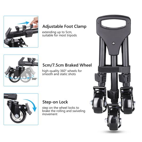 INNOREL TD1 Professional Tripod Dolly - Heavy Duty with Adjustable Leg Mount with Carrying Case Compatible with Most Tripods