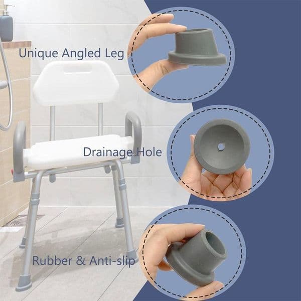 Rubber Caps Bath Chair Feet Accessories Durable Anti-Slip Chair Feet Caps Universal Shower Chair Tips