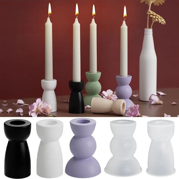 DIY Round Candle Holder Silicone Mold Plaster Candle Holder Mold Handmade Fixed Aromatherapy Candle Accessories Home Table Decor