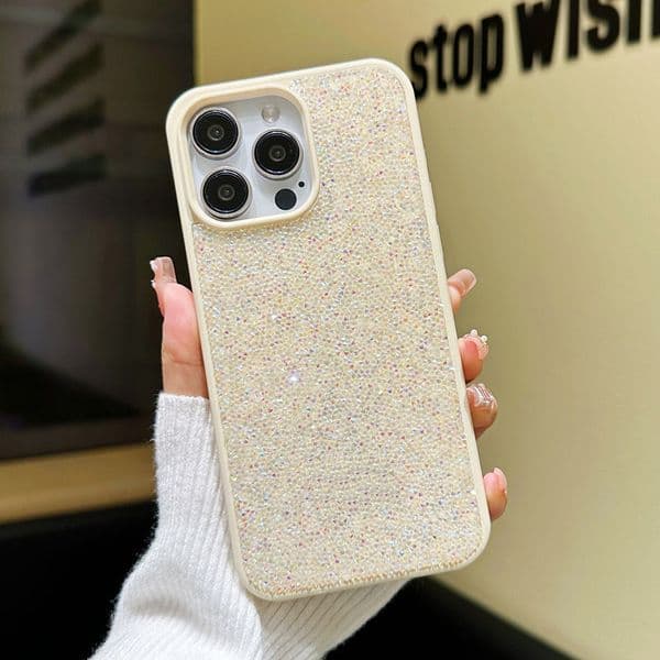 Bling Diamond Designer Phone Case for Apple iPhone 17 16 Pro Max Samsung Galaxy S24 S25 Luxury Glitter Sparkling Rhinestone Velvet Lining Back Cover Coque Funda
