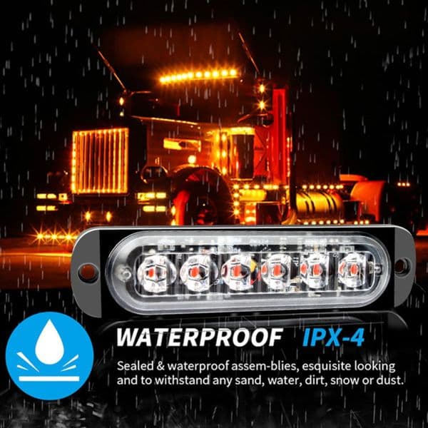 4x Truck 24V 12V LED Strobe Warning Light Strobe Grille Flashing Lightbar Car Beacon Lamp Amber Yellow White Traffic Light 6SMD