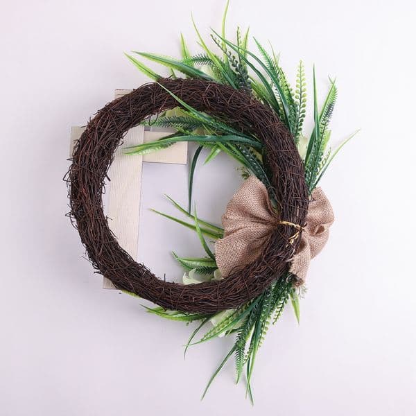 Easter Wreath with Cross Farmhouse Garland Floral Wreaths for Front Door Decor for Home Burlap Bow Rustic Wreath Decoration