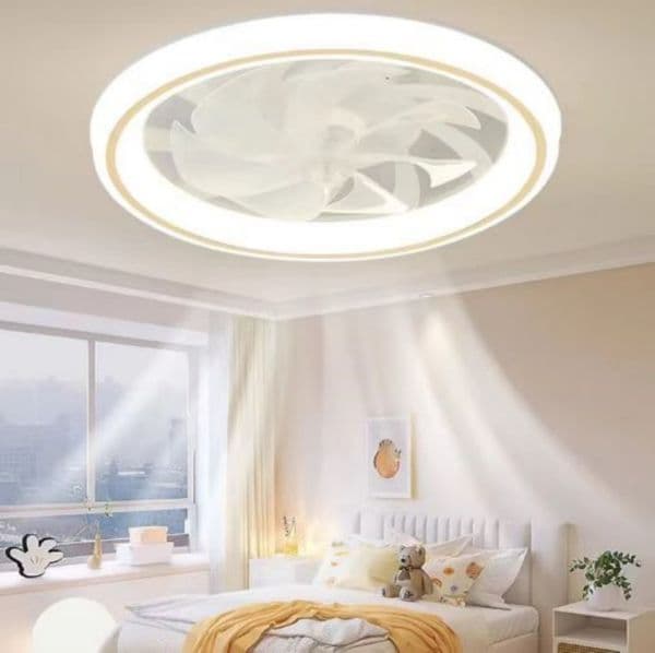 led Ceiling Fan Fans With Lights Remote Control Bedroom Decor Ventilator Lamp 48cm Air Invisible Blades Retractable Silent