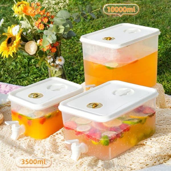 3.5/5/10L High Temperature Resistance Iced Juice Dispenser with Spigot Filter Design Fridge Drink Dispenser with Lid Cold Kettle
