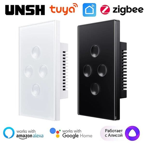1 2 3 4 gang Tuya ZigBee Smart Light Switch Touch Switch With Neutral Wire Smart Life Control Works With Alexa Google Home Alice