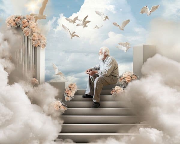 Mehofond Photography Background Stairway To Heaven Paradise Gate Sky Clouds Stairs Adult Portrait Decor Backdrop Photo Studio