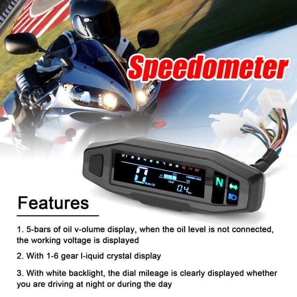Universal LCD Digital Motorcycle Meter Speedometer Digital Odo-meter Electric Motor Bike Tachometer