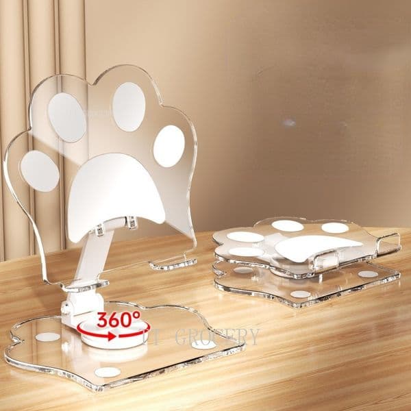 Tablet Desktop Stand Suitable ForiPad Pro Transparent Acrylic Desktop Phone Stand Reading Book Holder 360 Degree Flat Bracket
