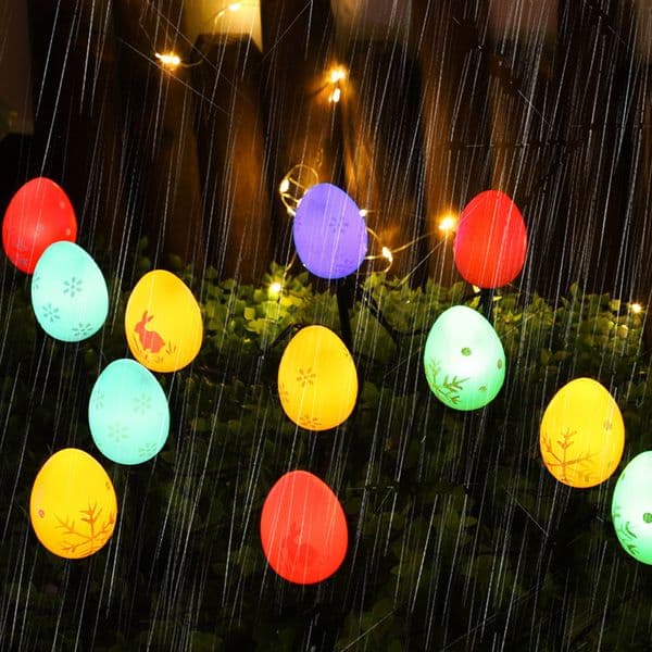 Solar Powered Easter Egg Decorative Lights 20LED Easter Stake Egg Light 1200mAh Easter Atmosphere Lamp for Outdoor Garden Patio