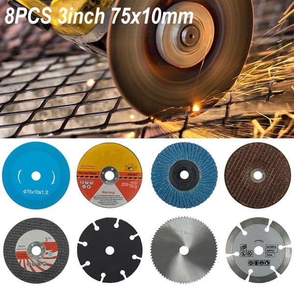 8pcs 75mm Angle Grinder Attachment Cutting Disc For Angle Grinder Metal Circular Saw Blade Grinding Wheel Angle Grinder Tools