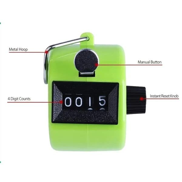 4-Digit Finger Counter Handheld Mechanical Manual Counter Human,Vehicle And Passenger Flow Counter Number Of People Counted