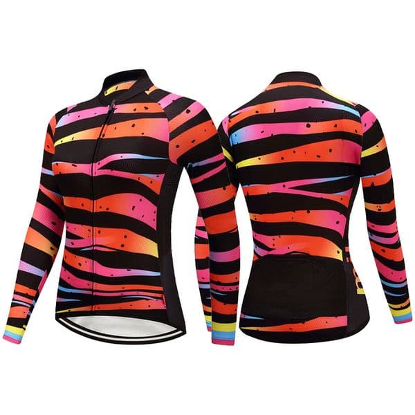 Long Sleeve Cycling Jersey for Women, Outdoor Pro MTB Bicycle Shirt, Road Bike Jacket, Pockets, Road Sports Wear, Lady Clothing